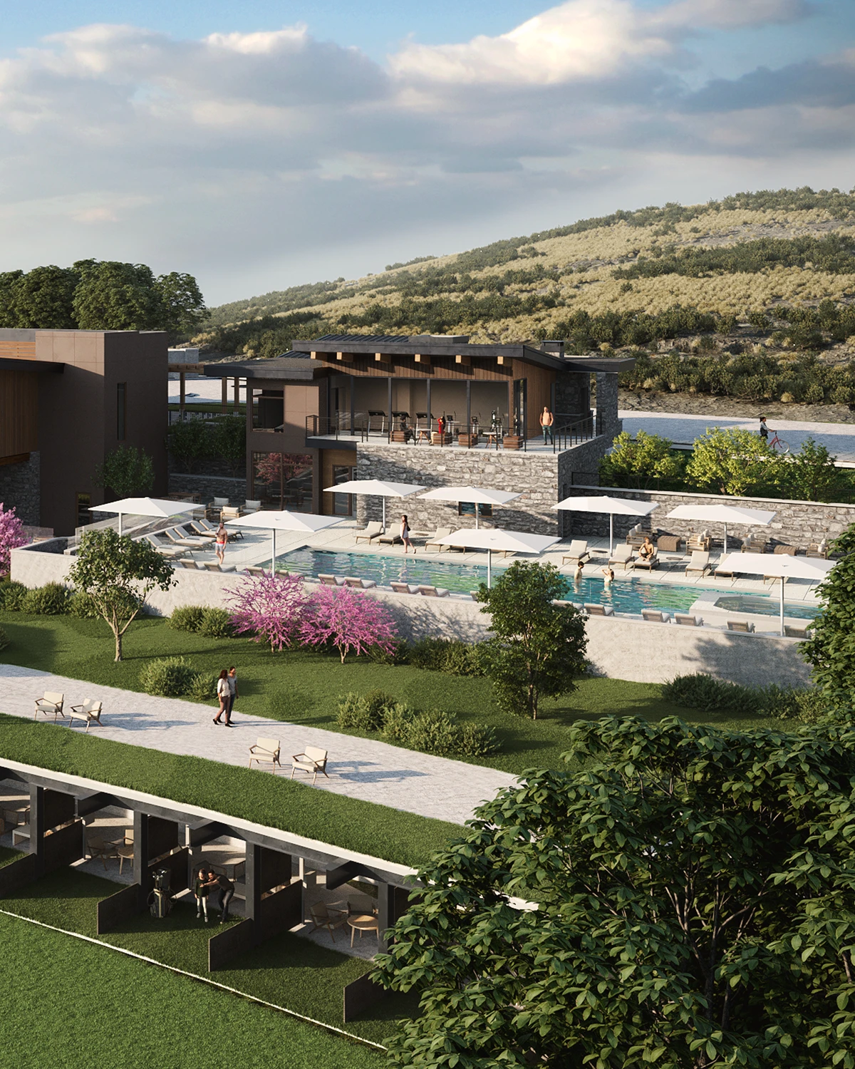 Exterior rendering of the SkyRidge clubhouse